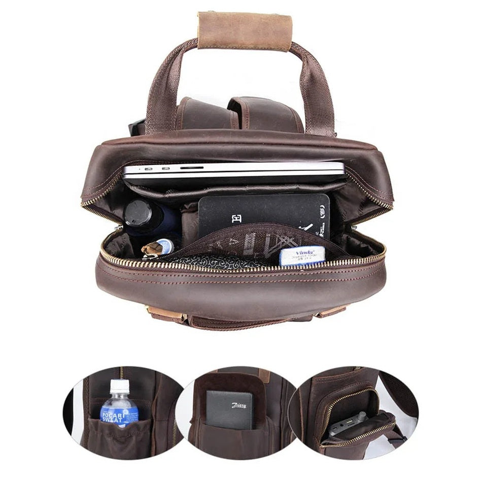 The Gaetano | Large Leather Backpack Camera Bag with Tripod Holder
