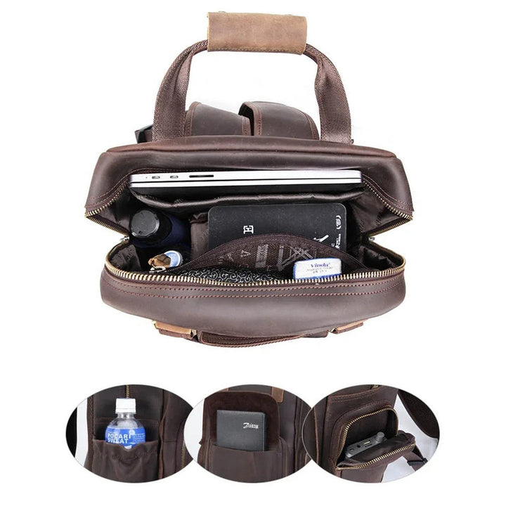 The Gaetano | Large Leather Backpack Camera Bag with Tripod Holder