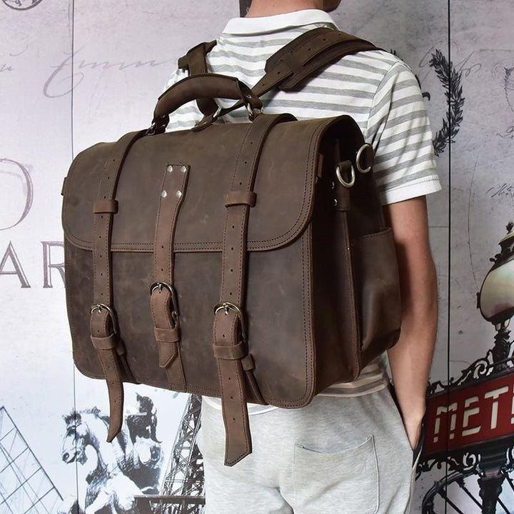 The Gustav Messenger Bag | Large Capacity Vintage Leather Messenger Bag