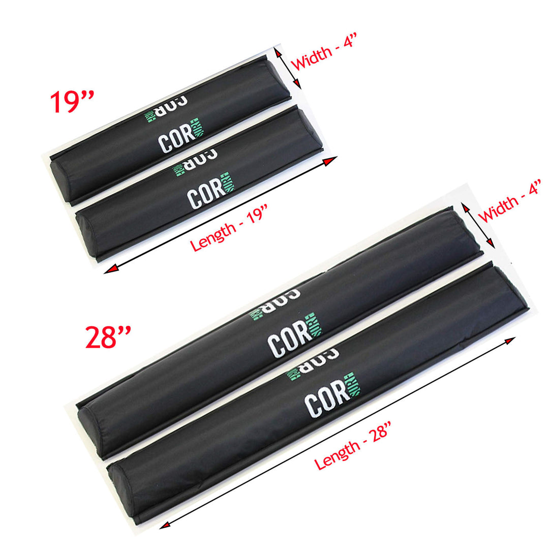 COR Surf Aero Roof Rack Pads 19" or 28" - For Large Aero Bars