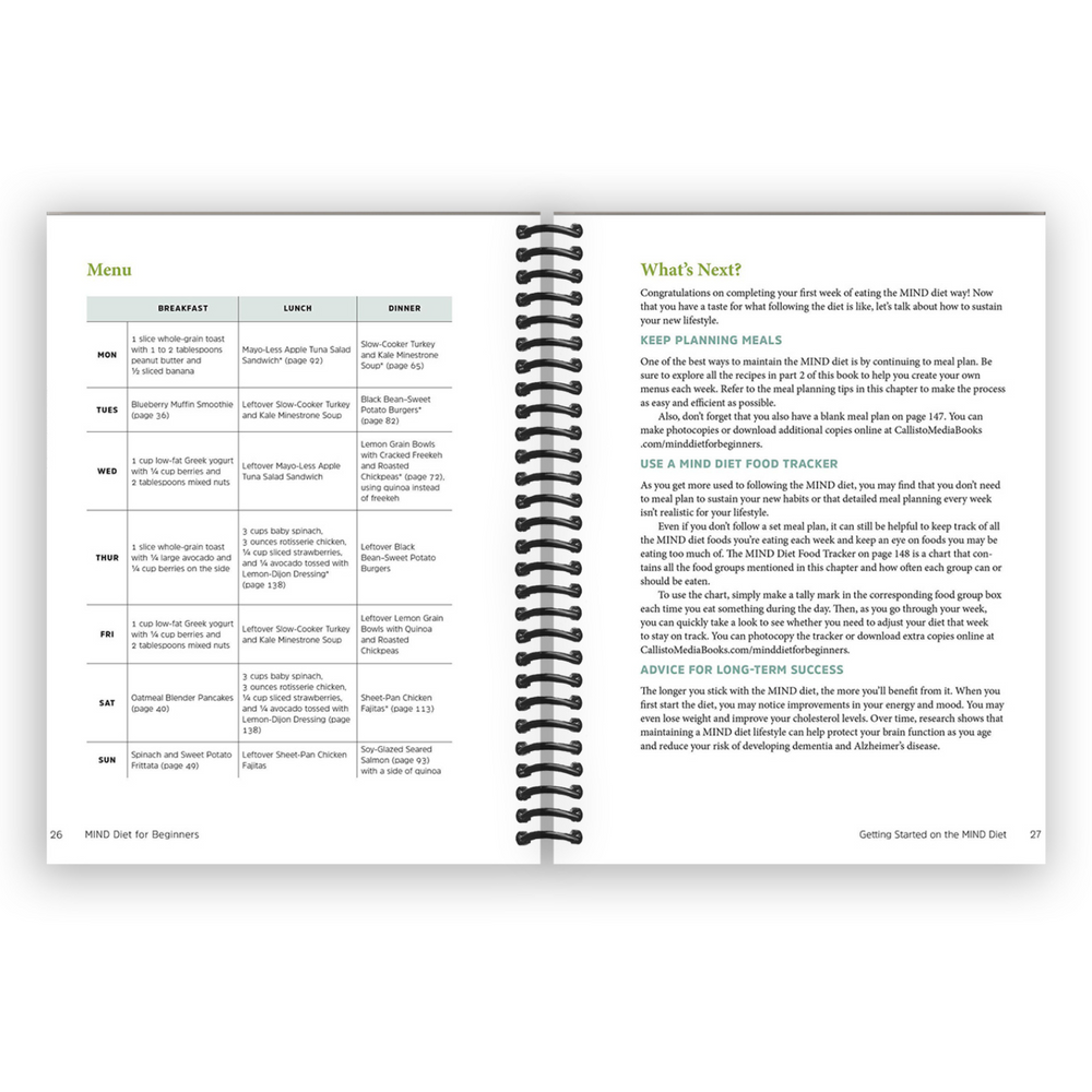 MIND Diet for Beginners: 85 Recipes and a 7-Day Kickstart Plan to Boost Your Brain Health Spiral Bound