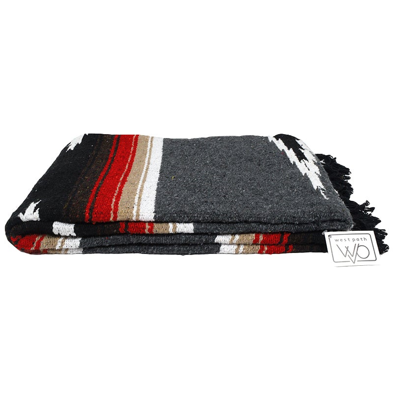 West Path Charcoal Retro Diamond Mexican Blanket