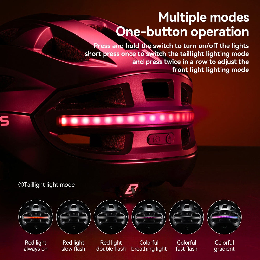 Smart Riding Helmet with Headlight and Tail Light