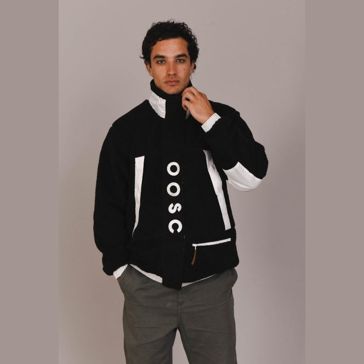 OOSC Clothing Sherpa Fleece Jacket Black / White - Men's