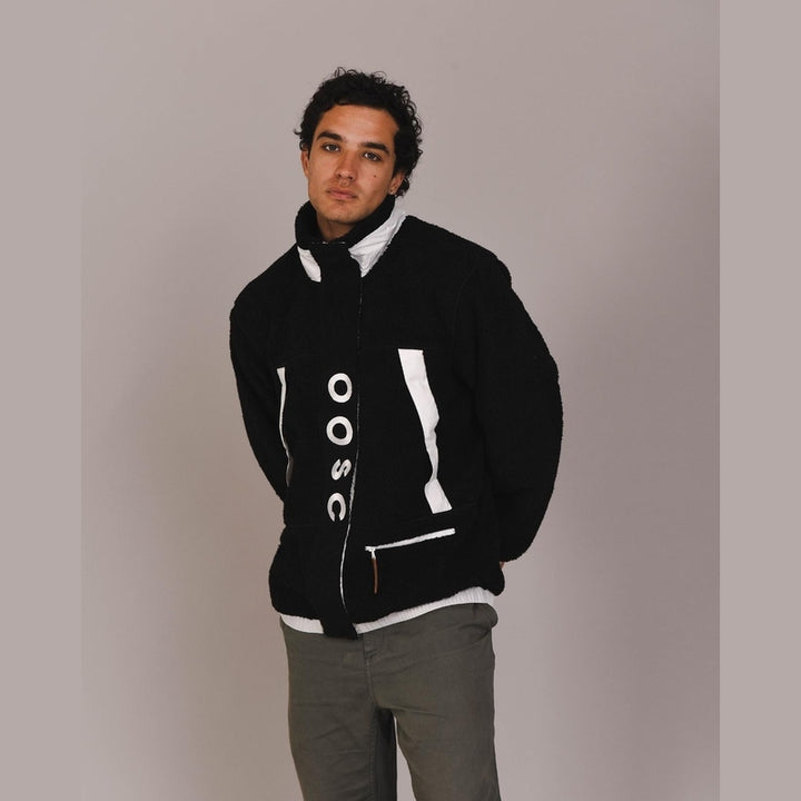 OOSC Clothing Sherpa Fleece Jacket Black / White - Men's