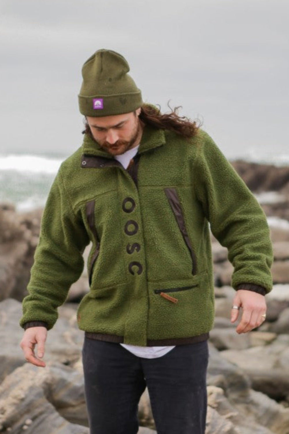 OOSC Clothing Sherpa Fleece Jacket - Khaki / Black - Men's