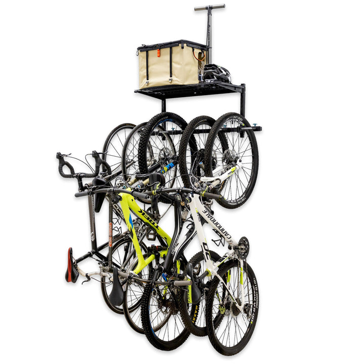 StoreYourBoard G-Bike + Shelf | Adjustable Wall Storage System | Holds 5 Bikes