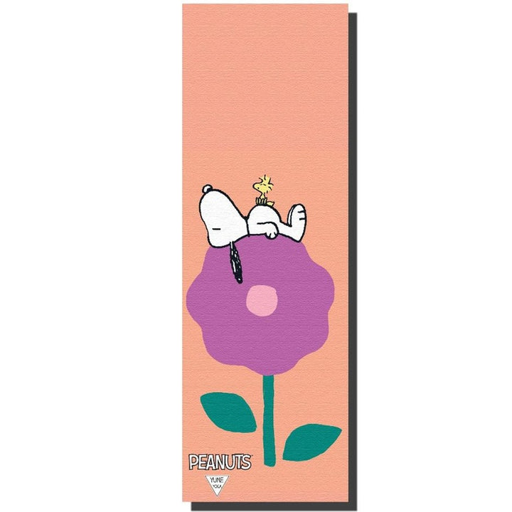 Yune Yoga Mat Peanuts Snoopy and Woodstock Tan Flower