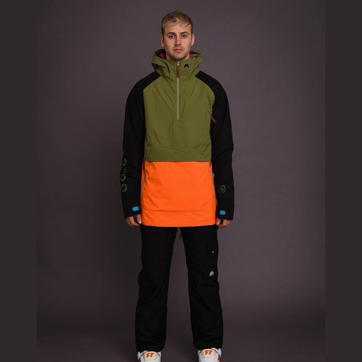 OOSC Clothing Snow Park Overhead Jacket - Orange & Khaki