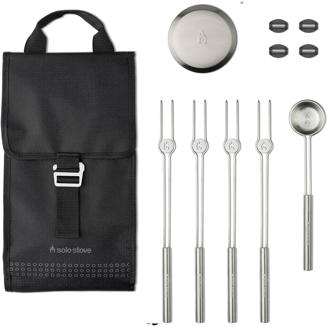 TRAPSKI Solo Stove Mesa/Mesa XL Accessory Pack | Incl. 4 Stainless Steel Mini Sticks + Stick Rests, Pellet Scoop, Mesa Lid, Carry Case, Accessories for Outdoor Fire Pit