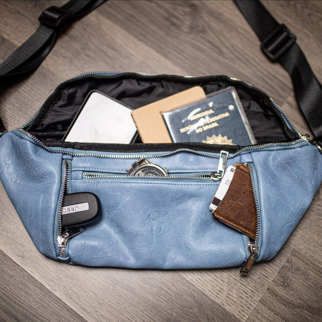 Sole Premise Baby Blue Leather Sling Bag