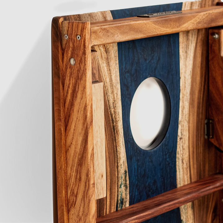 2ft x 4ft Resin & Wood Classic Cornhole Set | Live Edge River Collection