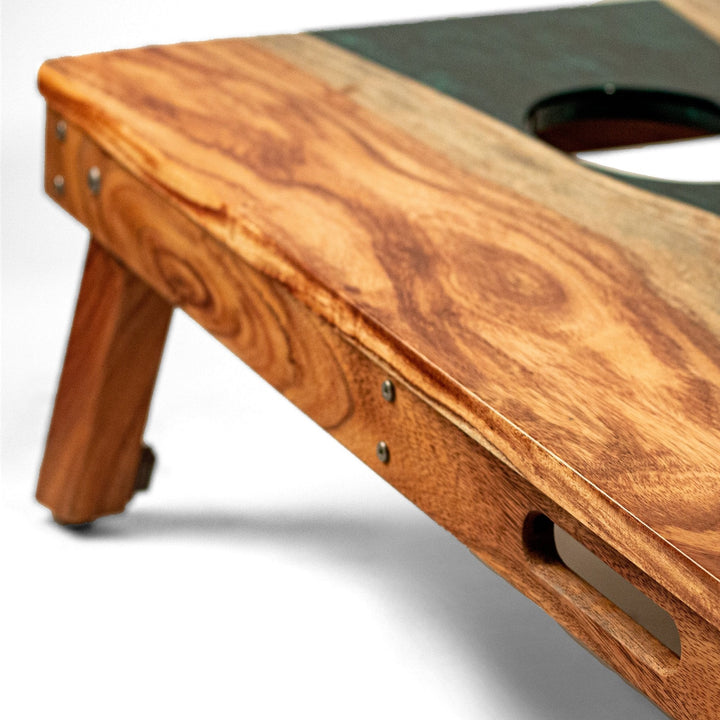 2ft x 4ft Resin & Wood Classic Cornhole Set | Live Edge River Collection