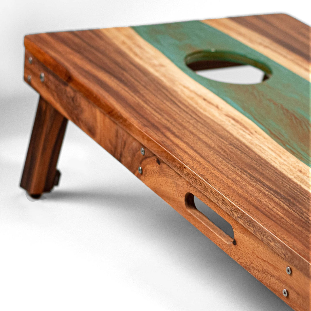 2ft x 4ft Resin & Wood Classic Cornhole Set | Live Edge River Collection