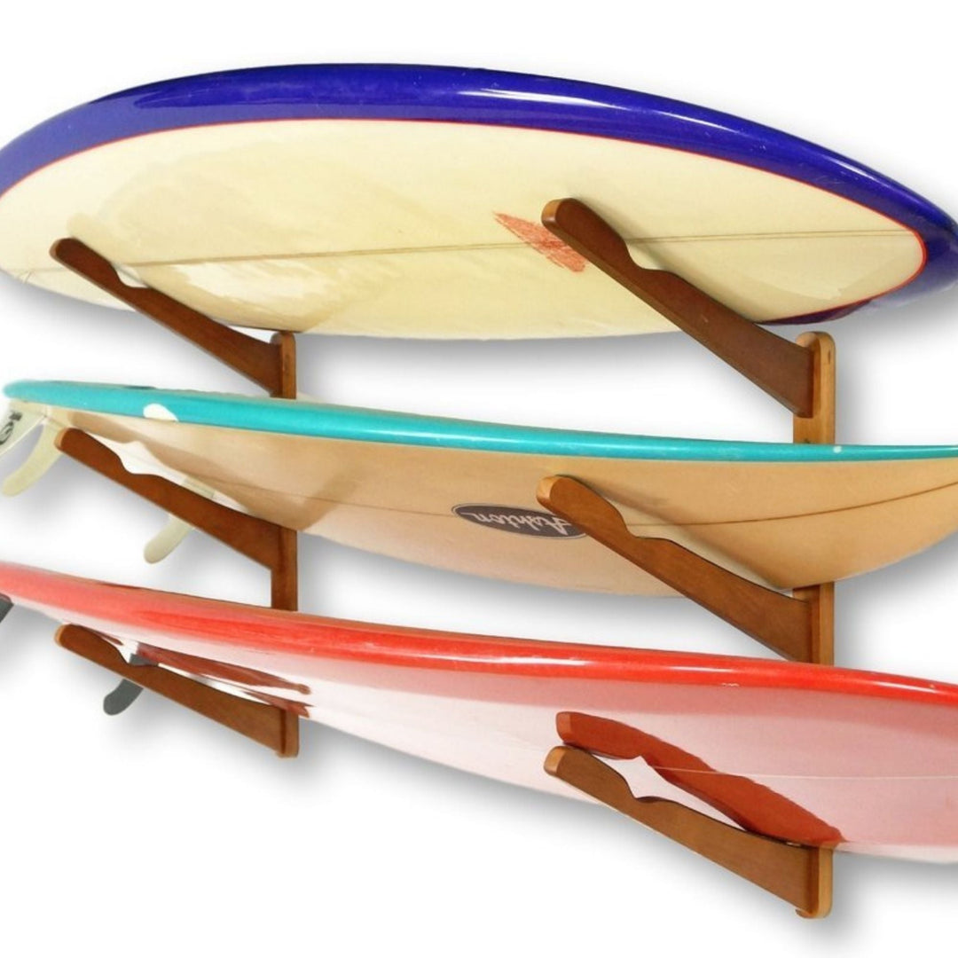 COR Surf Triple Surfboard Wall Rack - Bamboo or Dark Wood