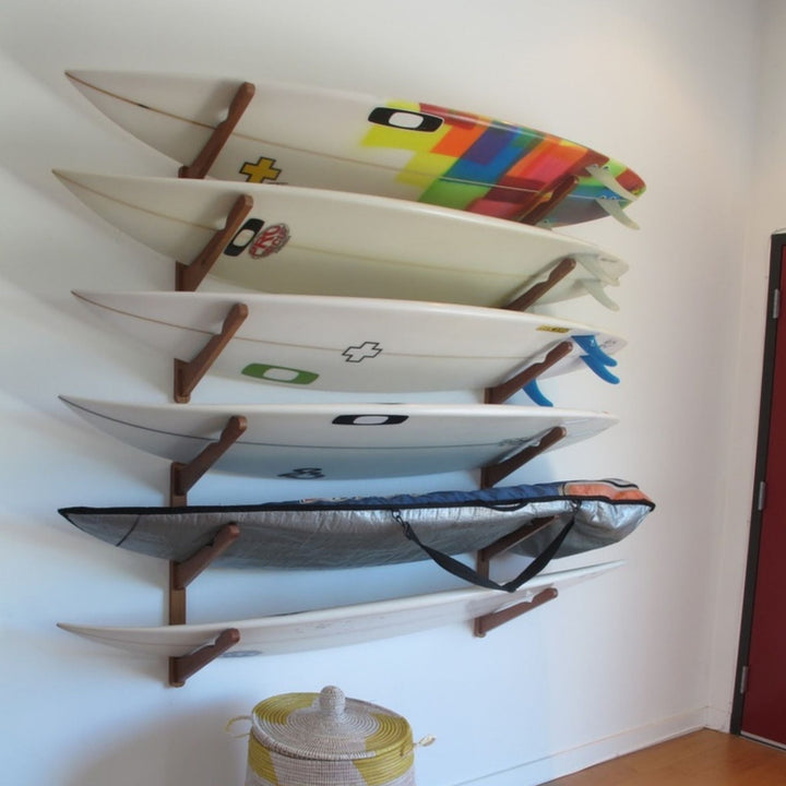 COR Surf Triple Surfboard Wall Rack - Bamboo or Dark Wood