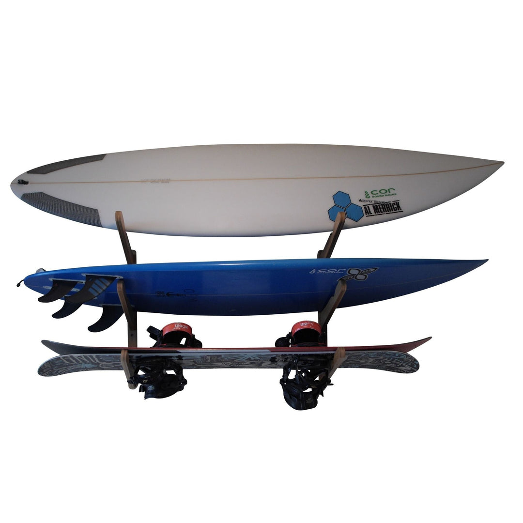 COR Surf Triple Surfboard Wall Rack - Bamboo or Dark Wood