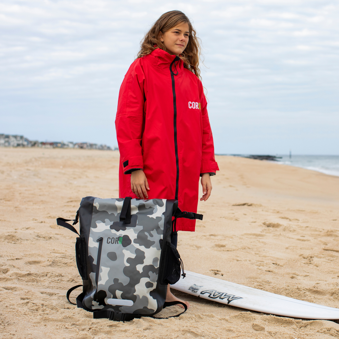 COR Surf Waterproof Swim Parka Red