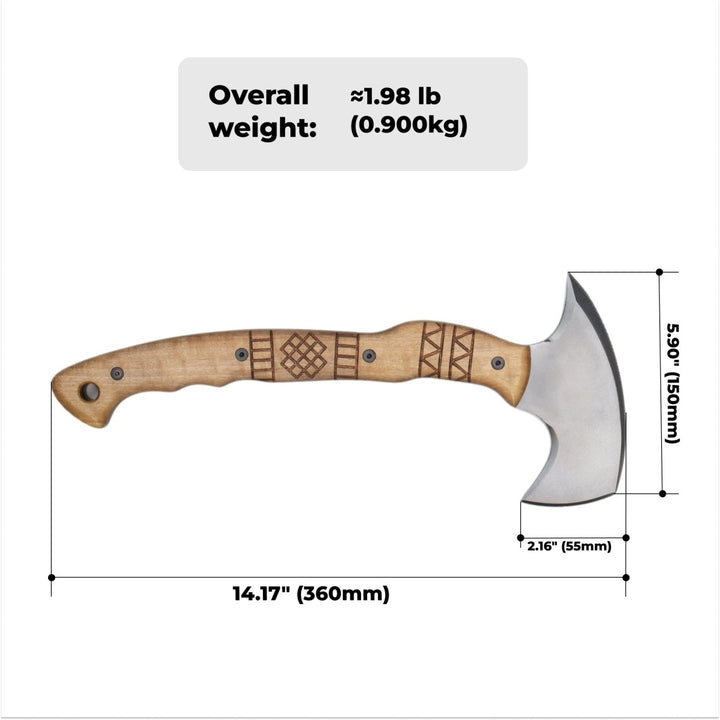 AncientSmithy Tactical tomahawk "Sakari" with tribal engraving