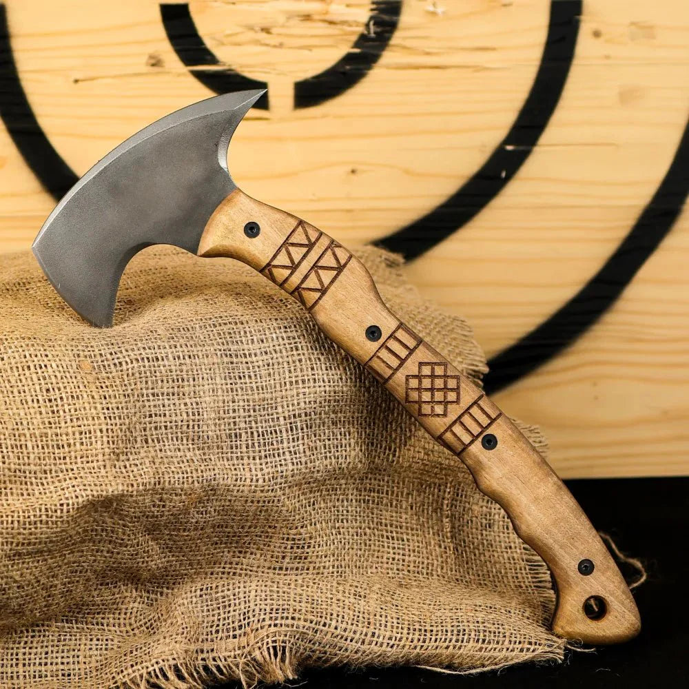 AncientSmithy Tactical tomahawk "Sakari" with tribal engraving