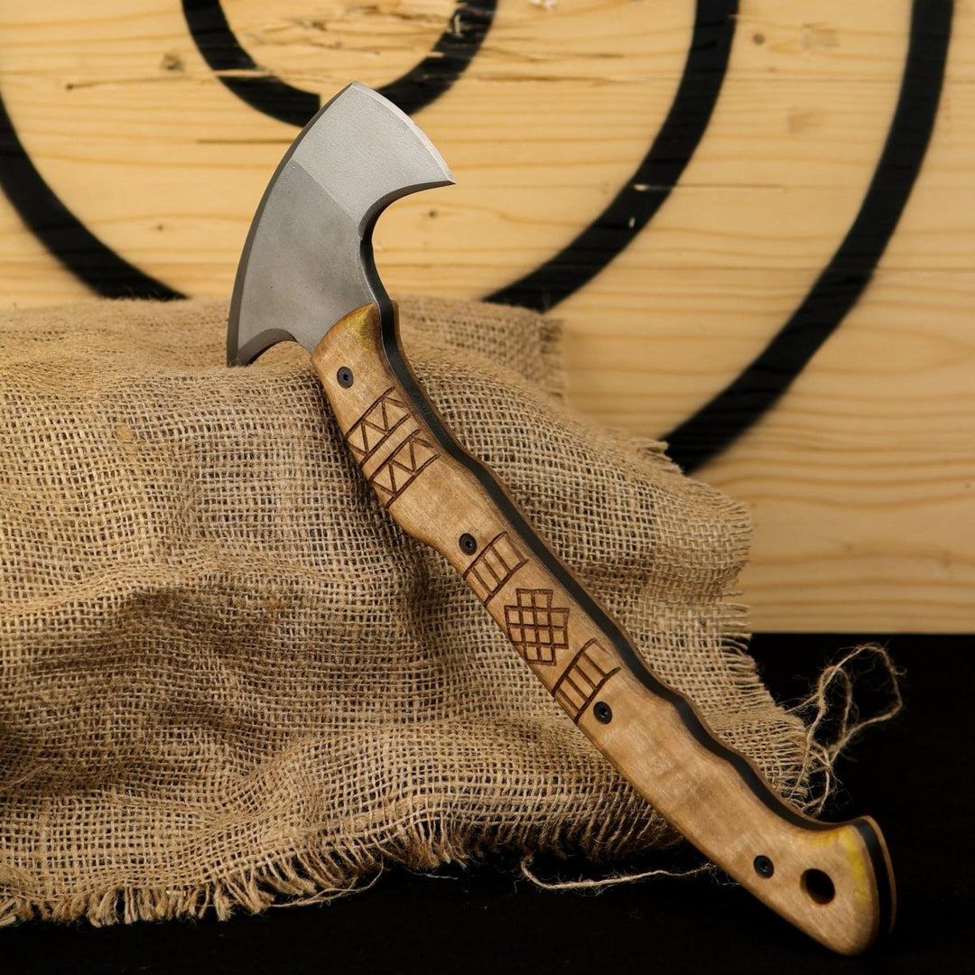 AncientSmithy Tactical tomahawk "Sakari" with tribal engraving