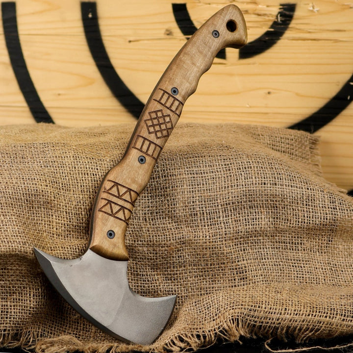 AncientSmithy Tactical tomahawk "Sakari" with tribal engraving