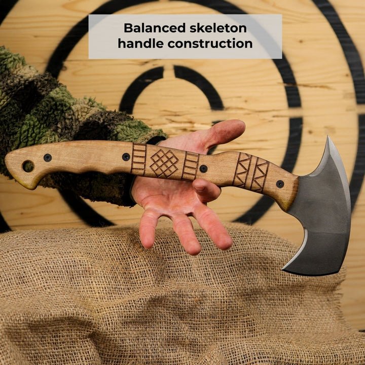 AncientSmithy Tactical tomahawk "Sakari" with tribal engraving