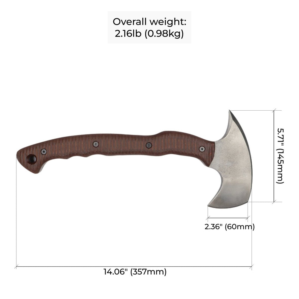 AncientSmithy Tactical tomahawk with blade and spike 13.77" - polymer composite handle