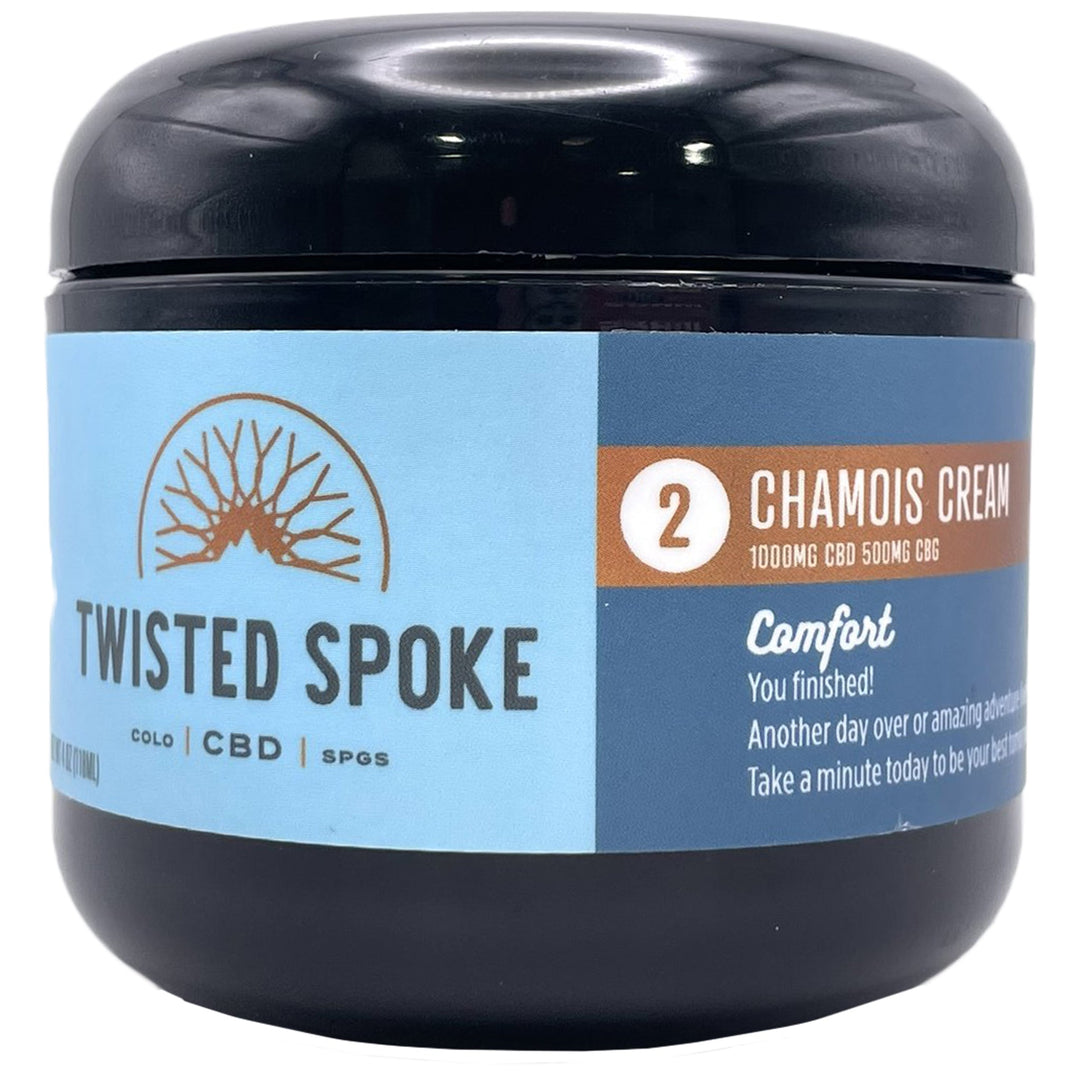 Twisted Spoke CBD Chamois Cream 1000mg CBD + 500mg CBG - 4oz. Jar