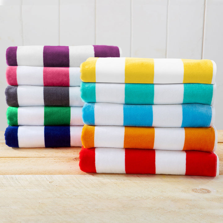 Cotton Velour Cabana Beach Towel - Novia Collection