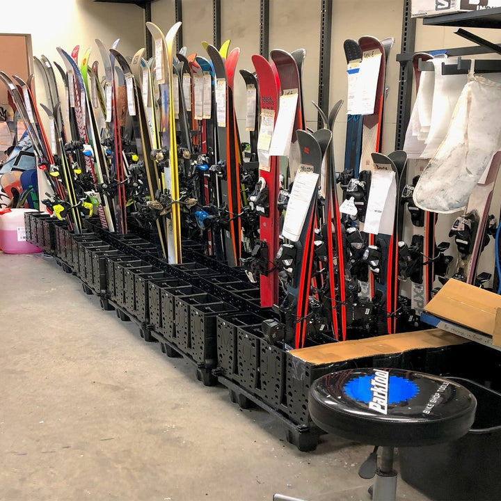 Ski Storage Rack for Rental Shops - 16 Pairs Capacity