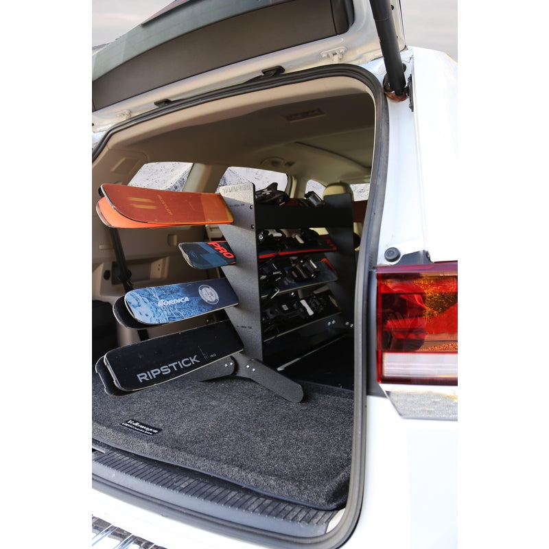 The TRAPSKI Tower with Security Strap | Internal Ski Mobile Rack | SUVs, Vans, Crossovers, Hatchbacks | Third Row SUVS