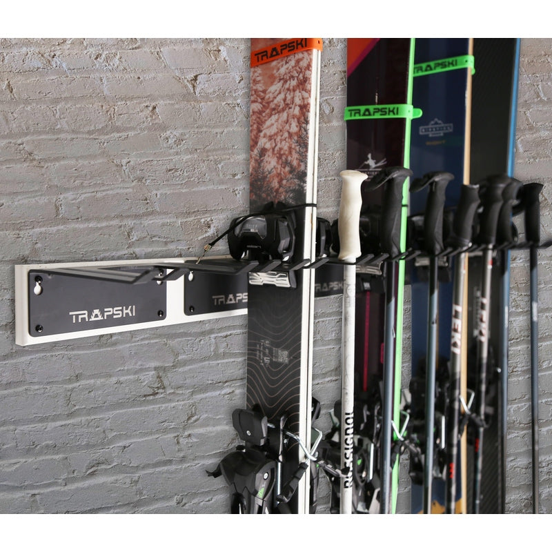 TRAPAWAY Wall Rack | Holds Skis or Snowboard by Bindings | Garage Organizer for Yard Tools, Gear & Equipment | Aluminum | No Moving Parts to break or pinch | Made in the USA