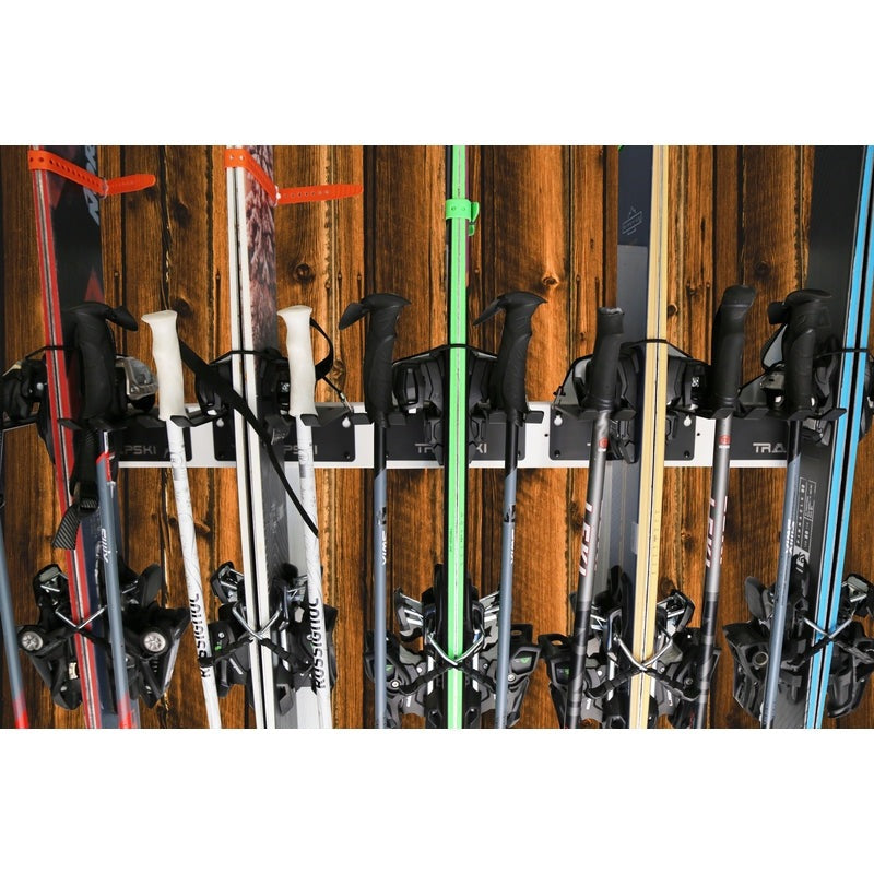 TRAPAWAY Wall Rack | Holds Skis or Snowboard by Bindings | Garage Organizer for Yard Tools, Gear & Equipment | Aluminum | No Moving Parts to break or pinch | Made in the USA