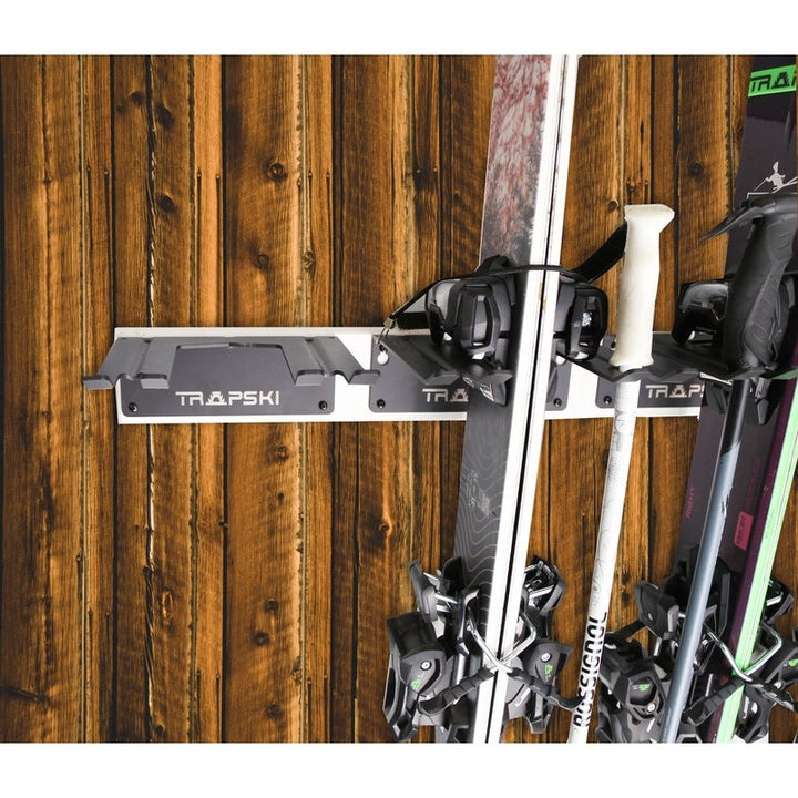 TRAPAWAY Wall Rack | Garage Organizer for Yard Tools, Gear & Equipment | Holds Skis or Snowboard by Bindings | Aluminum | No Moving Parts to break or pinch points