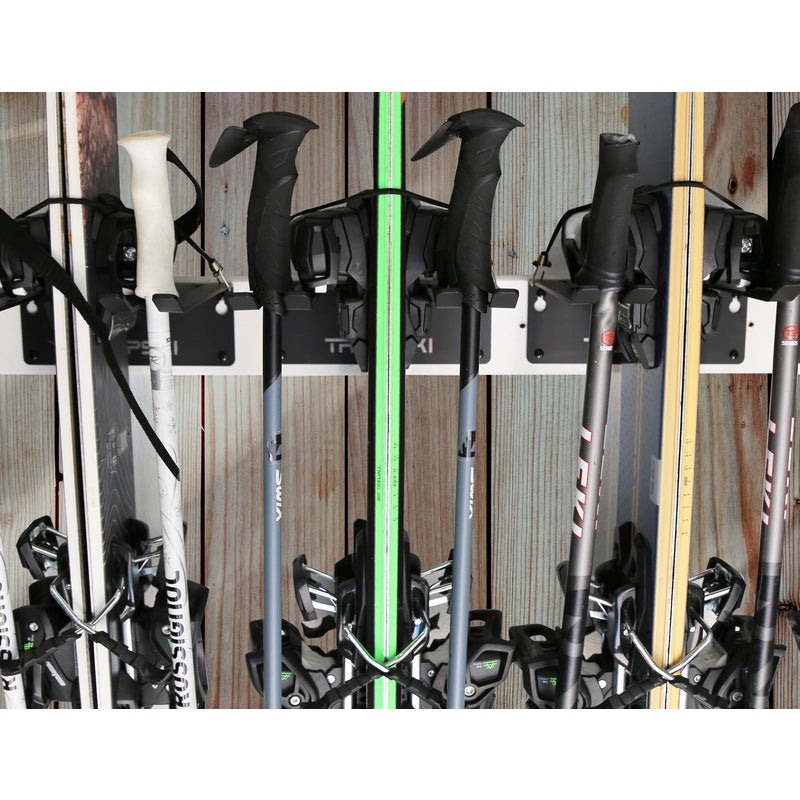 TRAPAWAY Wall Rack | Garage Organizer for Yard Tools, Gear & Equipment | Holds Skis or Snowboard by Bindings | Aluminum | No Moving Parts to break or pinch points