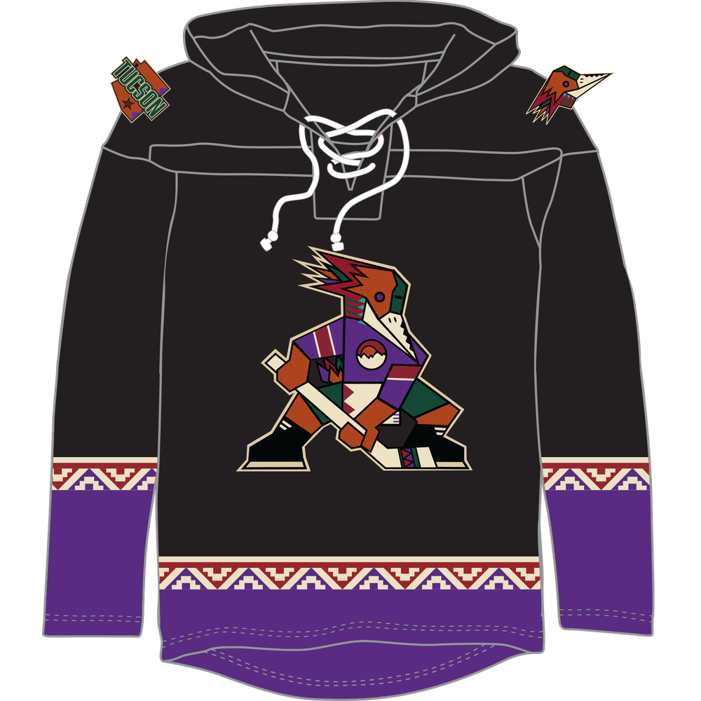 Tucson Roadrunners Hockey Lace Hoodie - Kachina Design