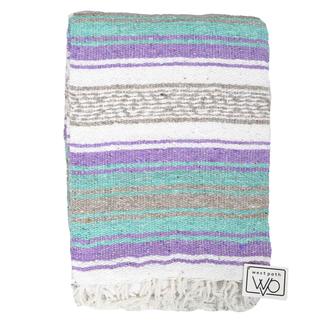 West Path Seafoam Green & Pastel Purple Mexican Falsa Blanket