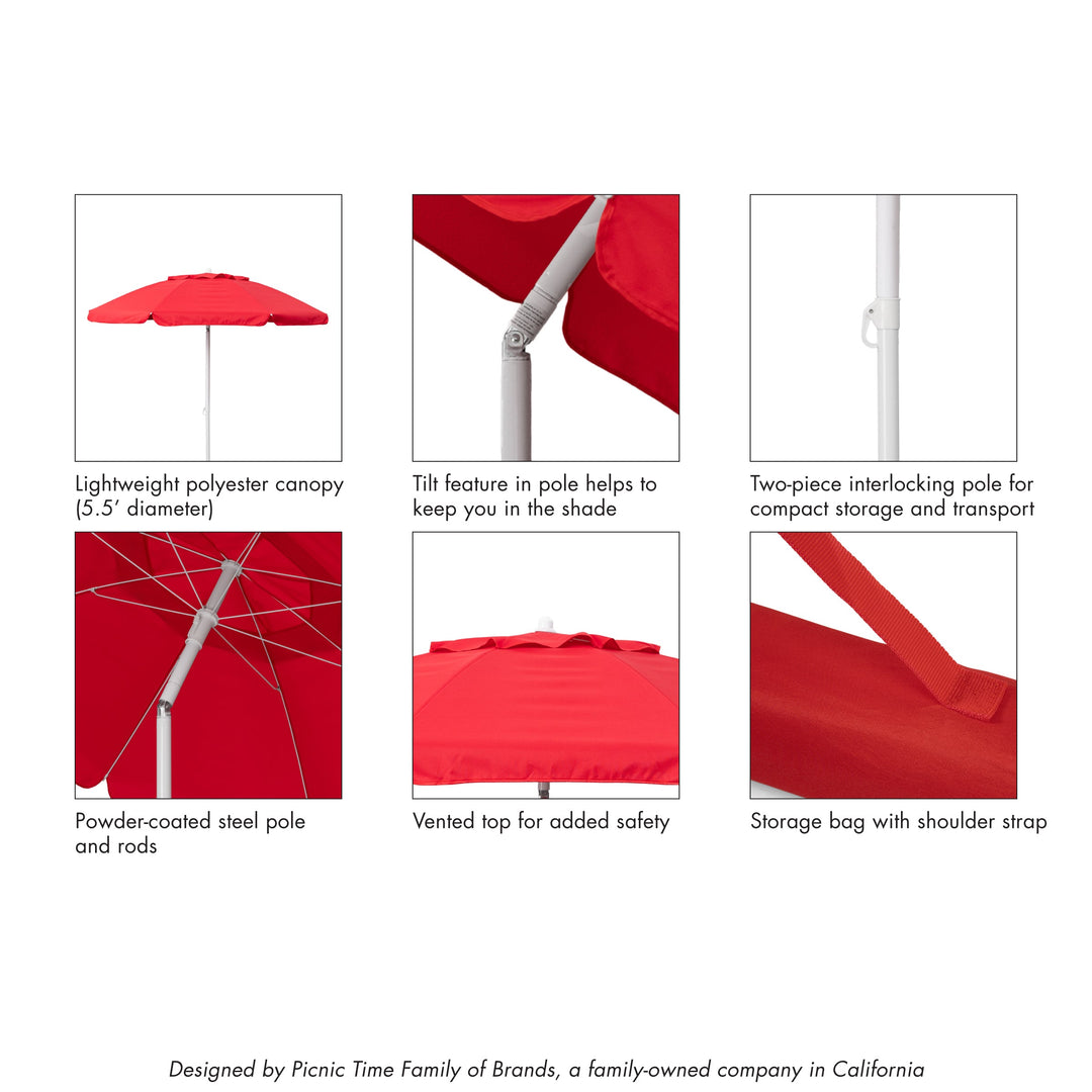 Picnic Time 5.5 Ft. Portable Beach Umbrella