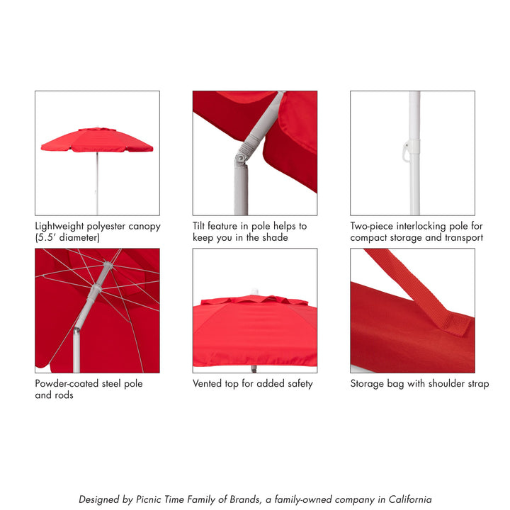 Picnic Time 5.5 Ft. Portable Beach Umbrella