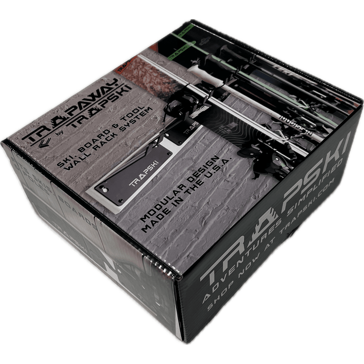 TRAPAWAY Wall Rack | Holds Skis or Snowboard by Bindings | Garage Organizer for Yard Tools, Gear & Equipment | Aluminum | No Moving Parts to break or pinch | Made in the USA