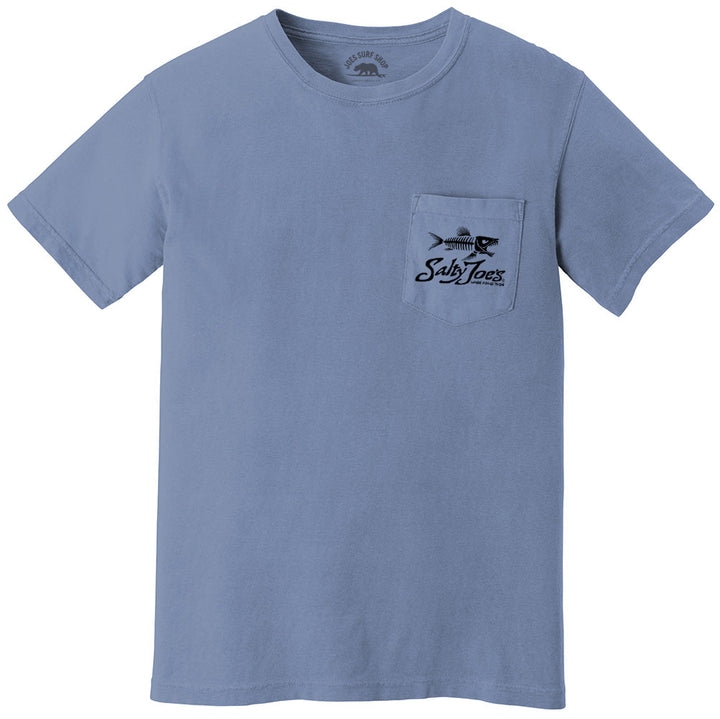 Salty Joe's Skeleton Fish Garment-Dyed Pocket Tee