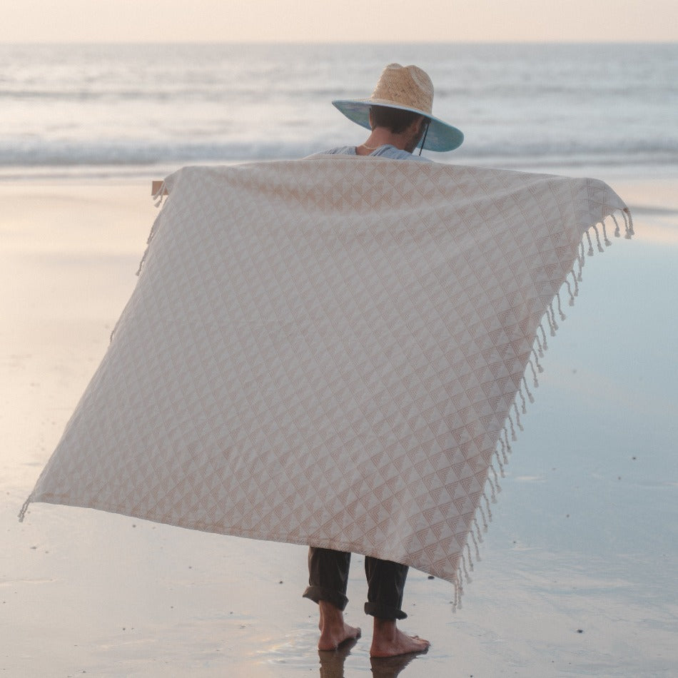 West Path Organic Throw Blanket - Tan & Beige