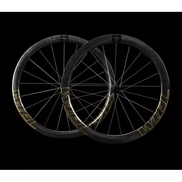 WIEL Carbon Tubeless Clincher Disc Brake 1290g Wheelset-Gold/Black Logo