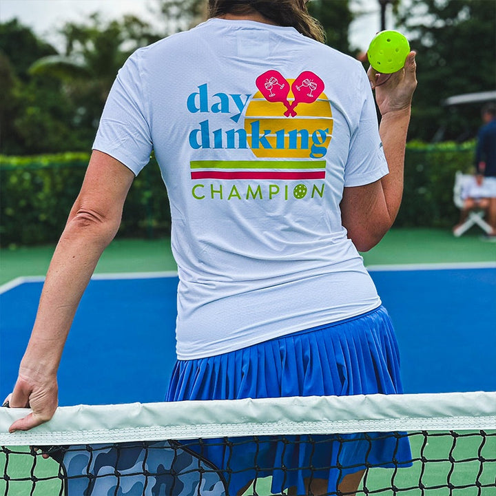 Swinton Pickleball Women's White Lux Day Dinking Pickleball Performance Tee