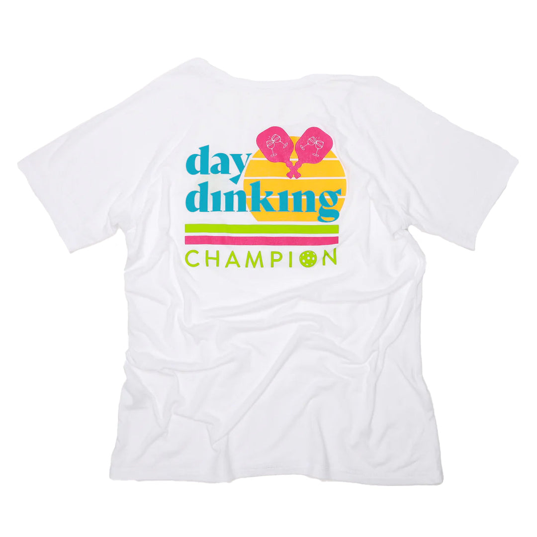 Swinton Pickleball Women's White Lux Day Dinking Pickleball Performance Tee