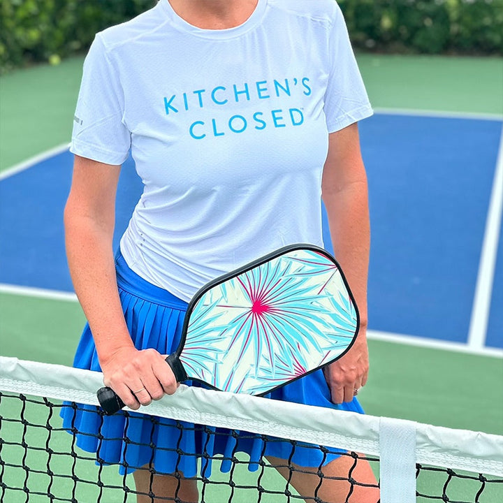 Swinton Pickleball Women's Lux Performance White Kitchen's Closed Tee