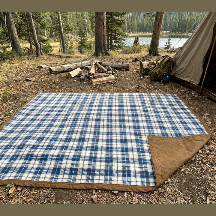 West Path Wool Canvas Camping Blanket - Waxed Canvas Outdoor Blanket / Bushcraft Blanket