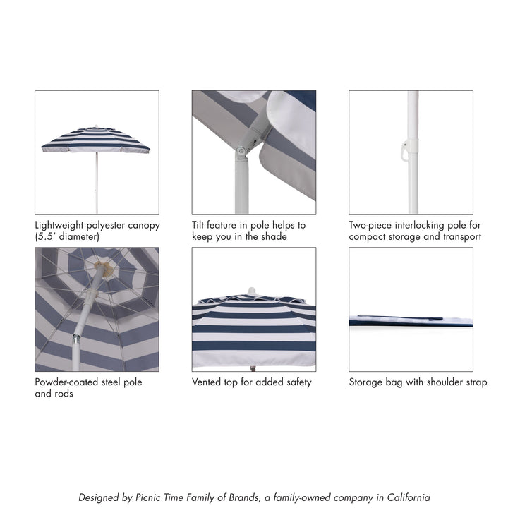 Picnic Time 5.5 Ft. Portable Beach Umbrella