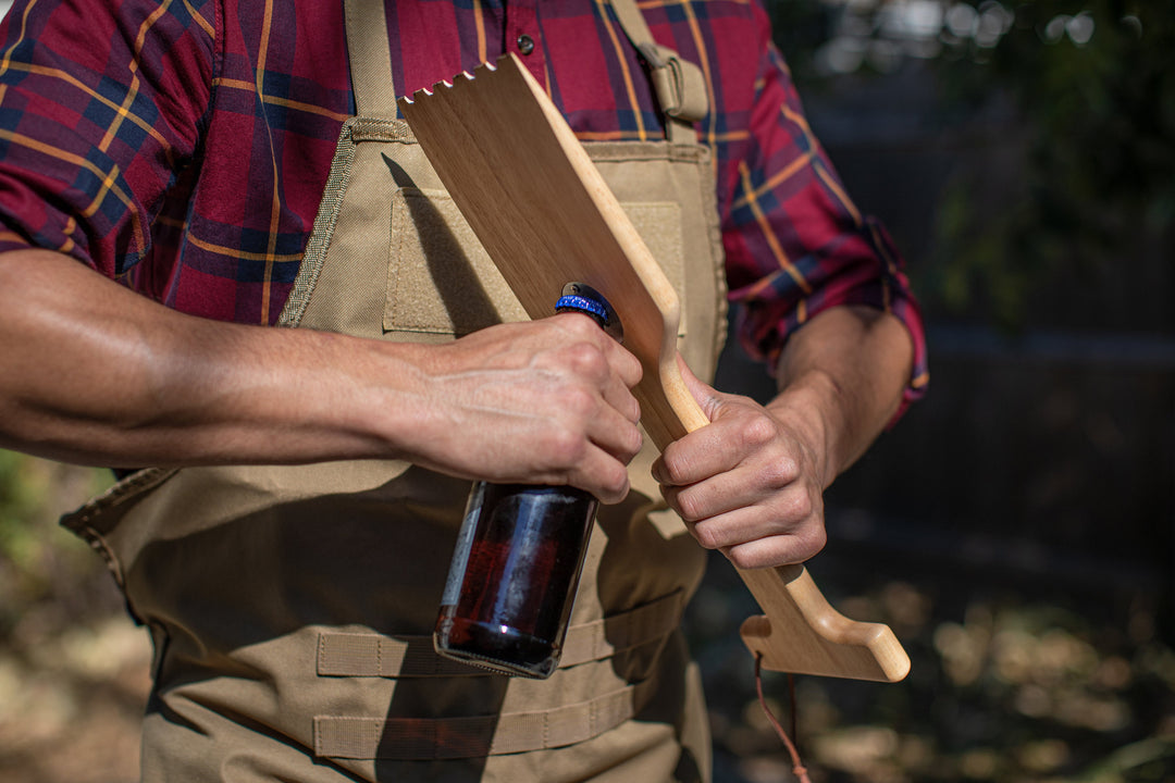 Picnic Time Hardwood BBQ Grill Scraper with Bottle Opener